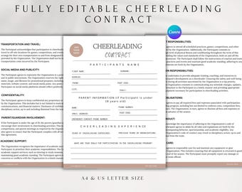 Editable Cheerleading Contract Template, Coaching Forms & Athlete Paperwork, Cheer Team Agreement | Canva Template