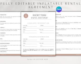 Editable Short Term Rental Agreement | Canva Template (PDF Download)
