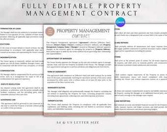 Editable Property Management Contract Template | Real Estate Agreement (Instant Download)