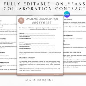 Mall för samarbetsavtal med OnlyFans | Partnerskapsavtal för kreatörer | Redigerbart kontrakt för Canva