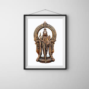 Thiruchendur Murugan Kupferfarbe Digitales Poster | Lord Murugan Tempelkunst | Hinduistische Wanddekoration | Sofortdownload | Kunstdruck zum Ausdrucken