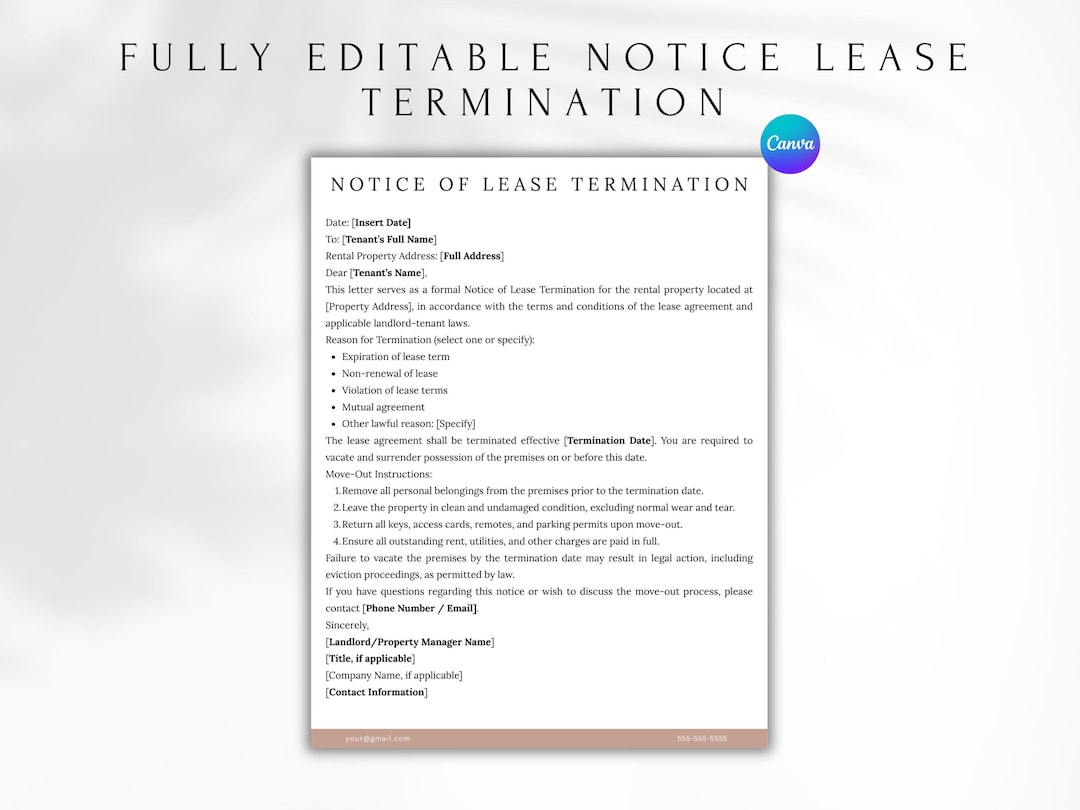 Notice of Lease Termination Template | Landlord to Tenant Notice ...
