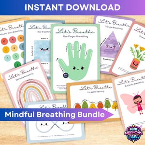 Kids Breathing Techniques Poster Bundle | Printable Calm Corner Tools for Anxiety, Emotions & Mindfulness | Preschool SEL Resource