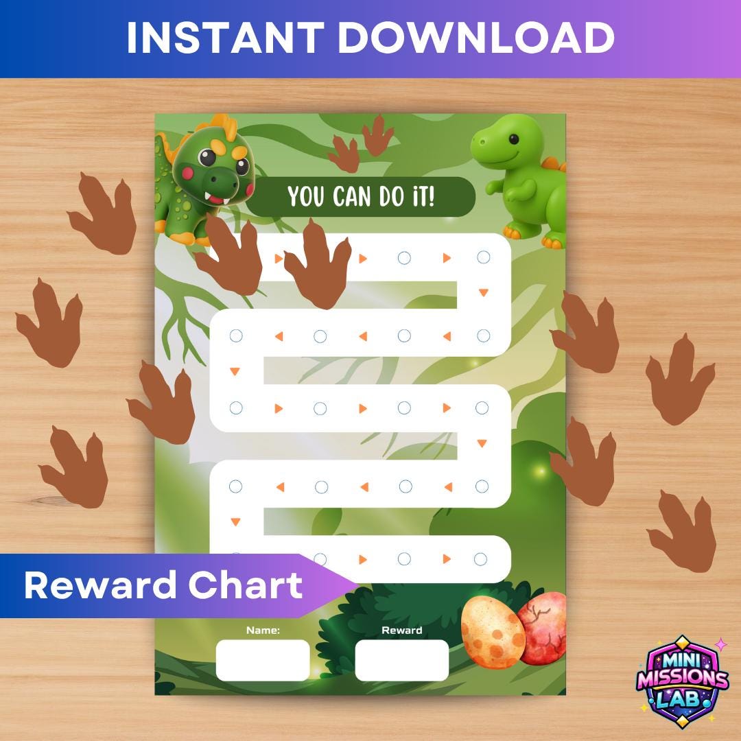 Dino Reward Chart for Kids | Toddler Routine Chart Printable | Dino ...