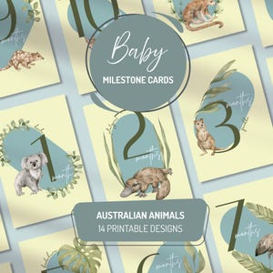 Baby Meilenstein Karten zum Ausdrucken - Australische Tiere - A5 & 6 x 4 inch - Digital Download