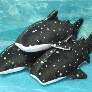 Black and White Spotted with Stars and Snowflakes Whale Shark Plush Stuffed Animal image 4