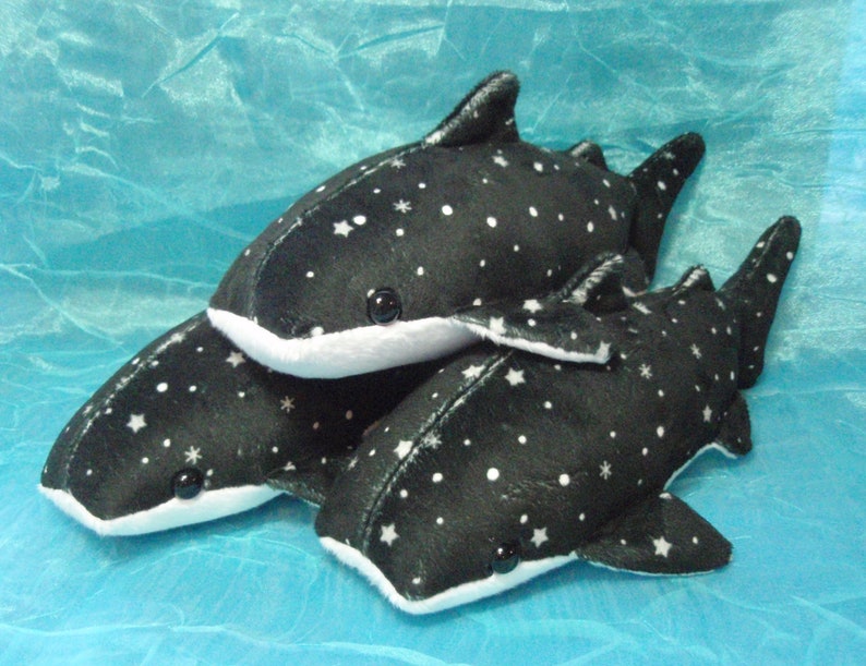 Black and White Spotted with Stars and Snowflakes Whale Shark Plush Stuffed Animal image 4