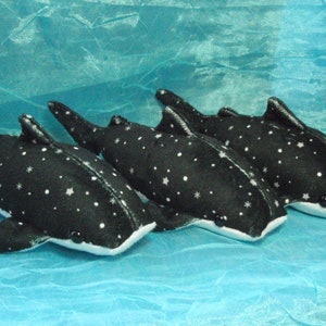 Black and White Spotted with Stars and Snowflakes Whale Shark Plush Stuffed Animal image 5
