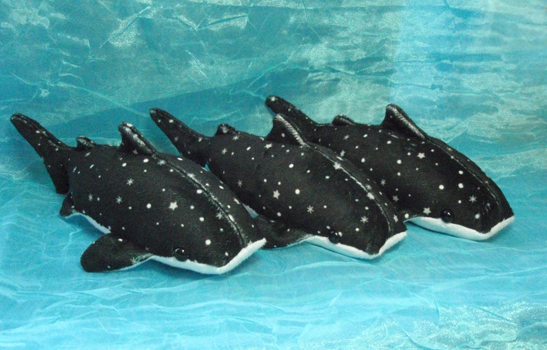 Black and White Spotted with Stars and Snowflakes Whale Shark Plush Stuffed Animal image 5