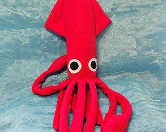 Jim the Red Fleece Squid - Plush Stuffed Ocean Marine Animal