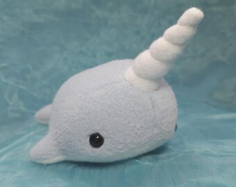 Tiny Light Periwinkle Blue Fleece Narwhal Plush Stuffed Animal