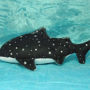 Black and White Spotted with Stars and Snowflakes Whale Shark Plush Stuffed Animal image 6