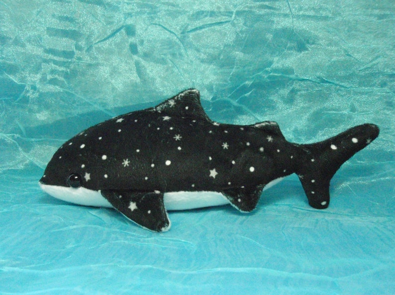 Black and White Spotted with Stars and Snowflakes Whale Shark Plush Stuffed Animal image 6