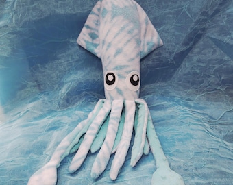 Larra the Light Blue and White Fleece Squid - Plush Stuffed Ocean Marine Animal