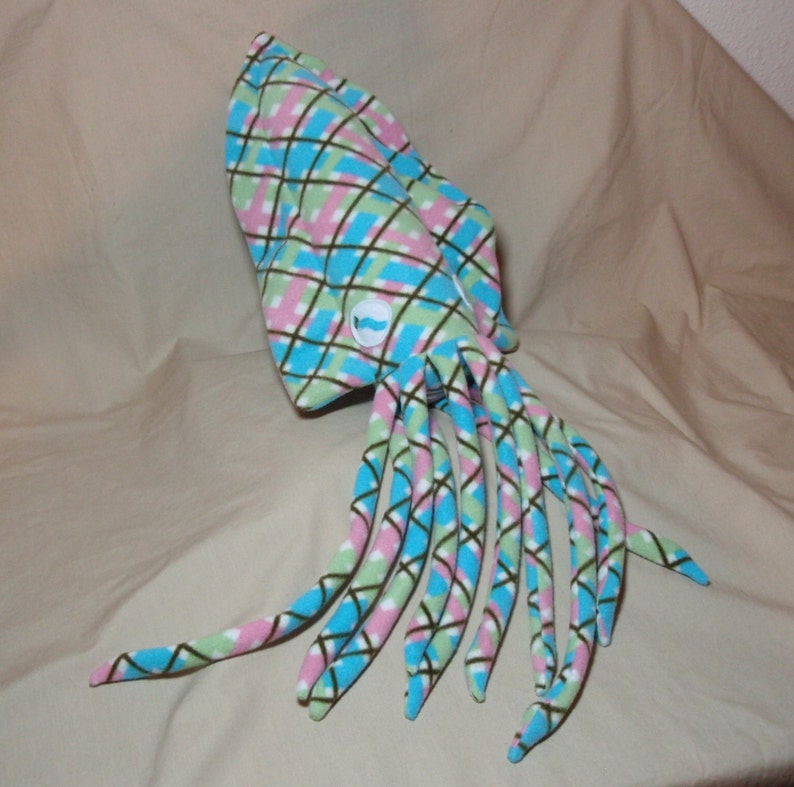 Isabelle the Pink Plaid Fleece Cuddlefish Ocean Marine Plush Stuffed Animal