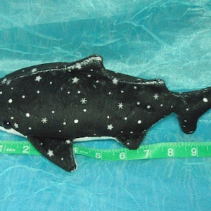 Black and White Spotted with Stars and Snowflakes Whale Shark Plush Stuffed Animal image 7