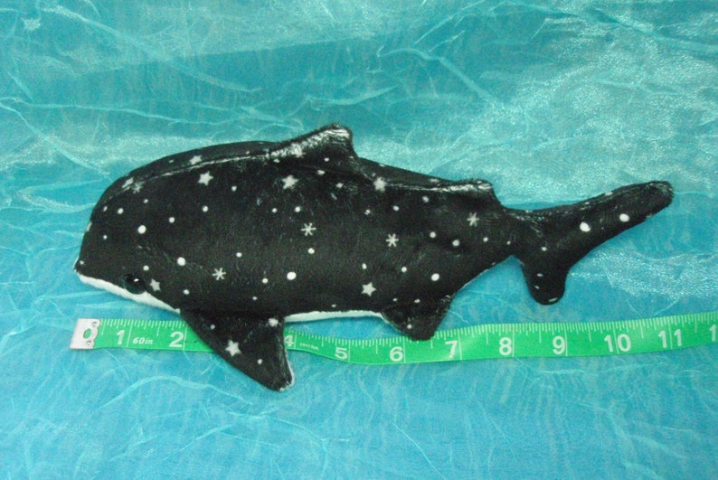 Black and White Spotted with Stars and Snowflakes Whale Shark Plush Stuffed Animal image 7