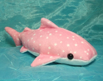 Pink and White Stars Whale Shark Plush Stuffed Animal