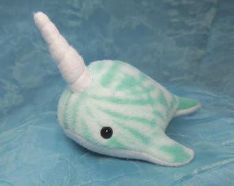 Tiny Green Tie Dye Fleece Narwhal Plush Stuffed Animal