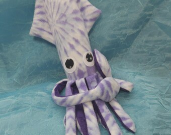 Leyla the Purple and White Fleece Squid - Plush Stuffed Ocean Marine Animal