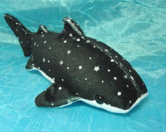 Black and White Spotted with Stars and Snowflakes Whale Shark Plush Stuffed Animal