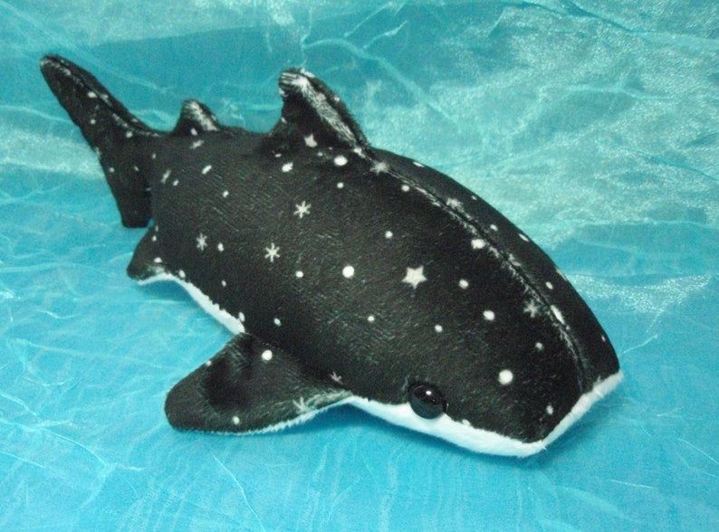 Black and White Spotted with Stars and Snowflakes Whale Shark Plush Stuffed Animal image 1