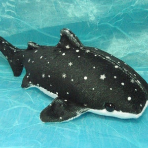 Black and White Spotted with Stars and Snowflakes Whale Shark Plush Stuffed Animal image 3