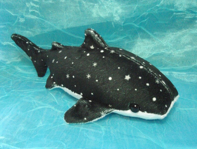 Black and White Spotted with Stars and Snowflakes Whale Shark Plush Stuffed Animal image 3