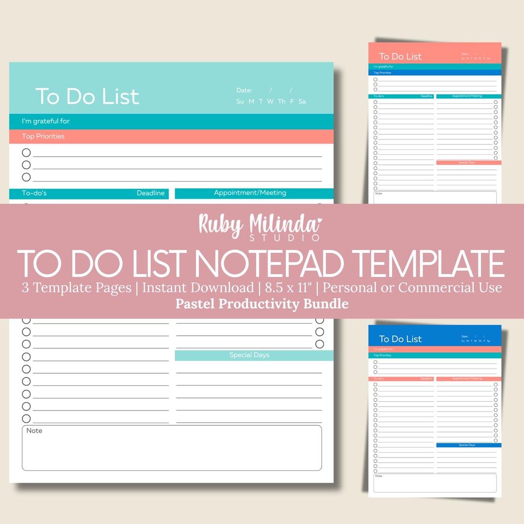 Printable Daily Task Planner | Undated To-do List | Instant PDF Digital ...