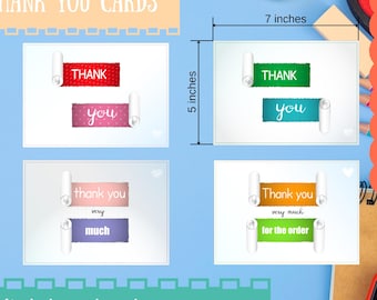 Printable Thank You Cards: Customer Appreciation Notes (EPS, PNG Digital Download)