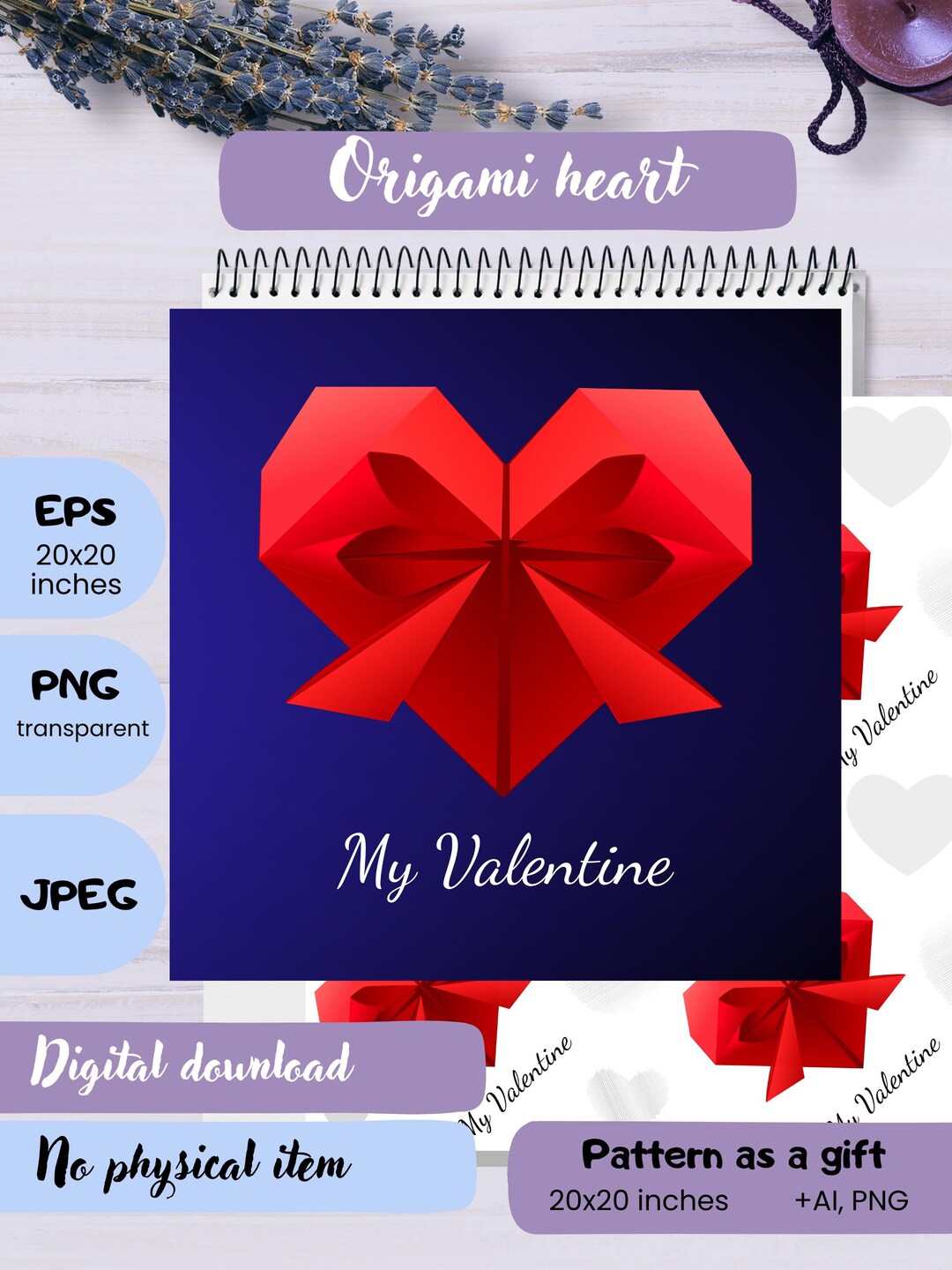 Valentine's Day Origami Heart Vector Illustration – Red Paper Heart ...