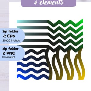 Four Elements Vector Illustration: Abstract Nature Symbols EPS, PNG Digital Art