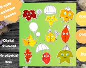 Cute Autumn Leaf Stickers – Fall Clipart Designs (Digital Download)