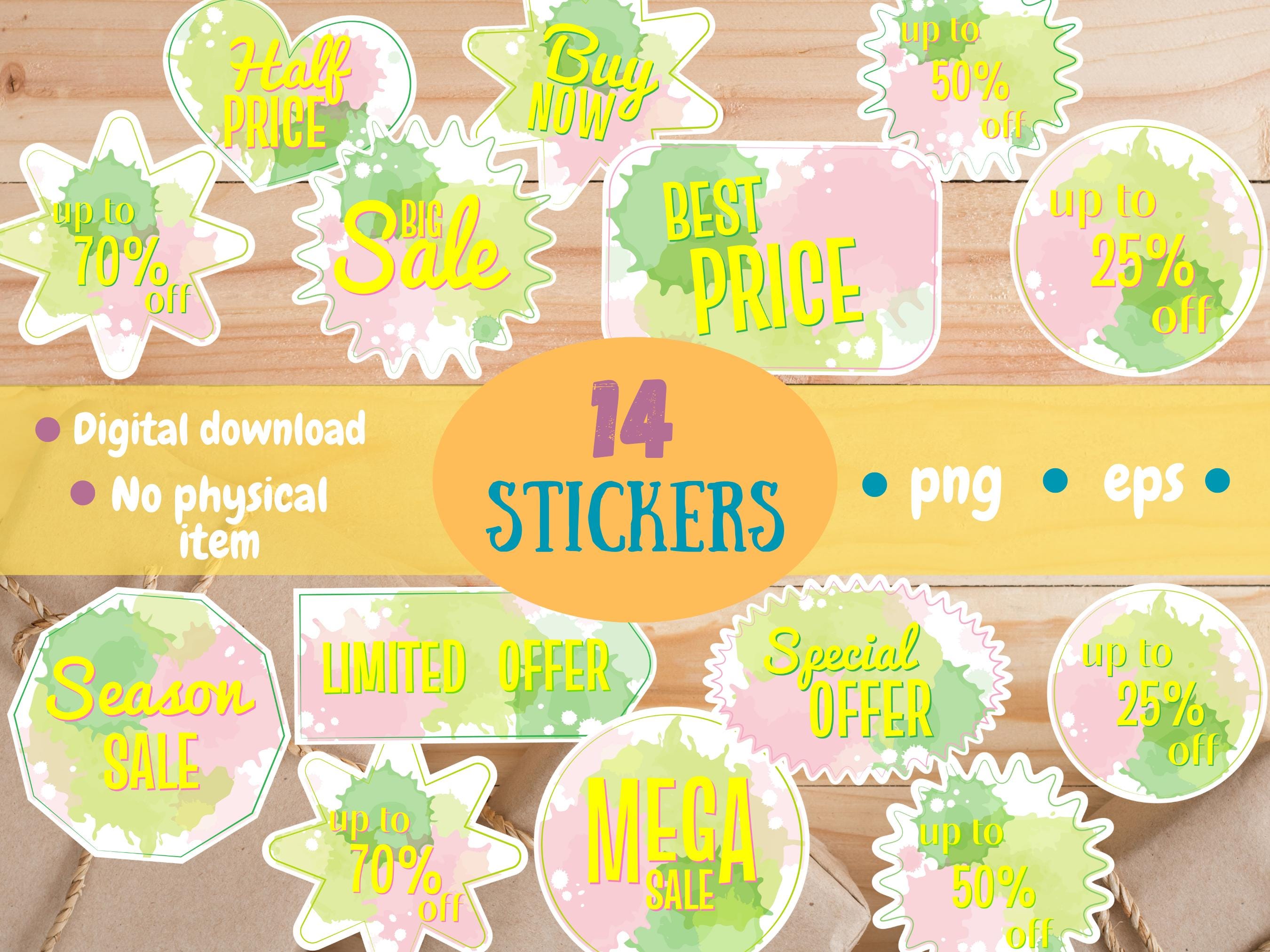Stickers - 14 Piece Set - Commercial Use - PNG EPS - Digital Download ...