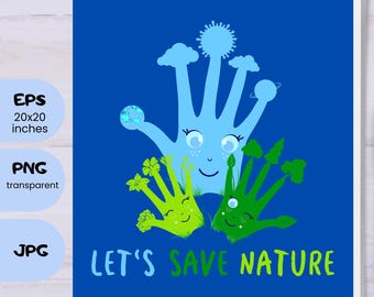 Eco-Friendly Vector Illustration: Sustainable Nature Clipart EPS, PNG, JPEG Digital Download