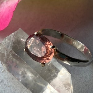 Himbeer Pink Turmalin Ring, SOLID 14k Gold und Sterling Silber, Pfirsich Pink Weinrot Turmalin, Natürlicher Pink Turmalin, Cantik