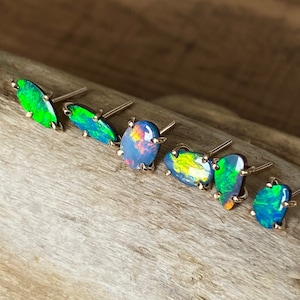 BESTSELLER Australian Opal Stud Earrings, Opal Post Earrings, Australian Black Blue Opal Earrings, Opal Jewelry Jewellery, Cantik jewelry