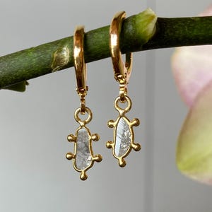 Natural Salt and Pepper Galaxy Diamond Slice-oorbellen: decoratief, geboortesteen april
