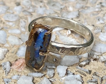 Australian Koroit Opal Matrix Ring, 14k Gold, Sterling Silver, US 6.5