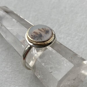 Dendritic Agate Ring, SOLID 14k Gold and Silver Ring, Scenic Landscape Agate Ring, Shazar Stone Ring, Cantik Jewelry Jewellery
