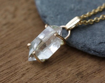 Large Herkimer Diamond Pendant; Natural Quartz Crystal