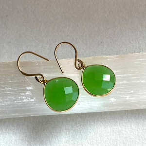 Chrysoprase Chalcedony Earrings, Green Earrings, Green Gemstone Earrings, Spring Summer Earrings, Cantik Jewelry