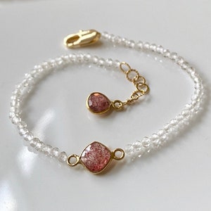 Sunstone and Quartz Crystal Bracelet