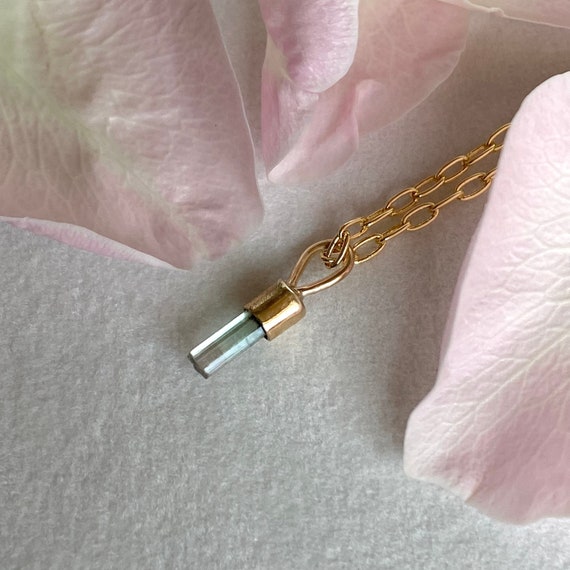 BESTSELLER Watermelon Tourmaline Pendant Necklace; SOLID 14k Gold, Pink and Green Gemstone, October Birthstone