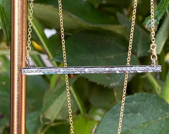 Pavé Diamond Bar Necklace; Mixed Metals