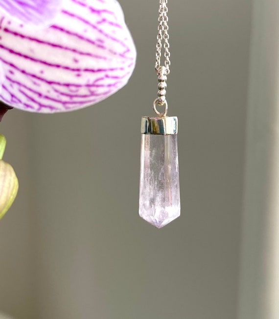 Pink Kunzite Necklace Pendant, Natural Kunzite Pendant Necklace, Kunzite Jewelry Jewellery, Silver Kunzite Necklace, Cantik Jewelry