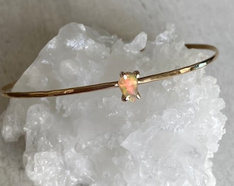 Pulsera de ópalo etíope Welo, piedra preciosa en bruto, piedra natal de octubre