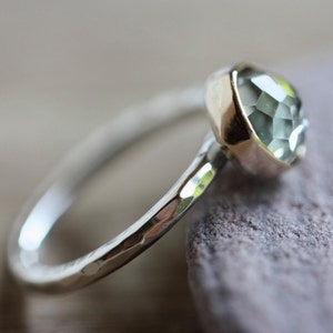 Green Amethyst Ring, Soft Sage Green Prasiolite Ring, Green Gemstone Stacking Ring, February Birthstone Ring