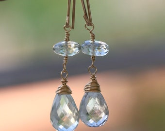 Green Amethyst, Prasiolite Earrings; 14k Gold Filled