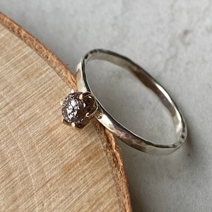 Roher schwarzer Diamant Ring, SOLID 14k Gold und Silber Ring, Roher schwarzer Diamant Ring, Verlobungsring, Rohdiamant Schmuck Schmuck